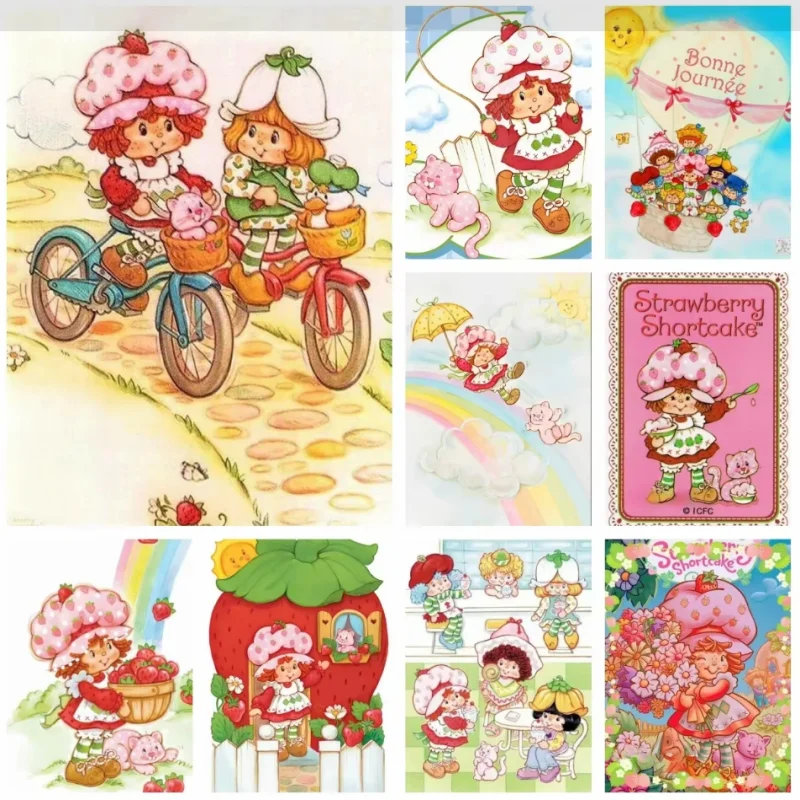 Kits de pintura al óleo por números, diseño de fresa Cute-S-Shortcakes, lienzo para dibujar por números, cuadros DIY por números, decoración del hogar