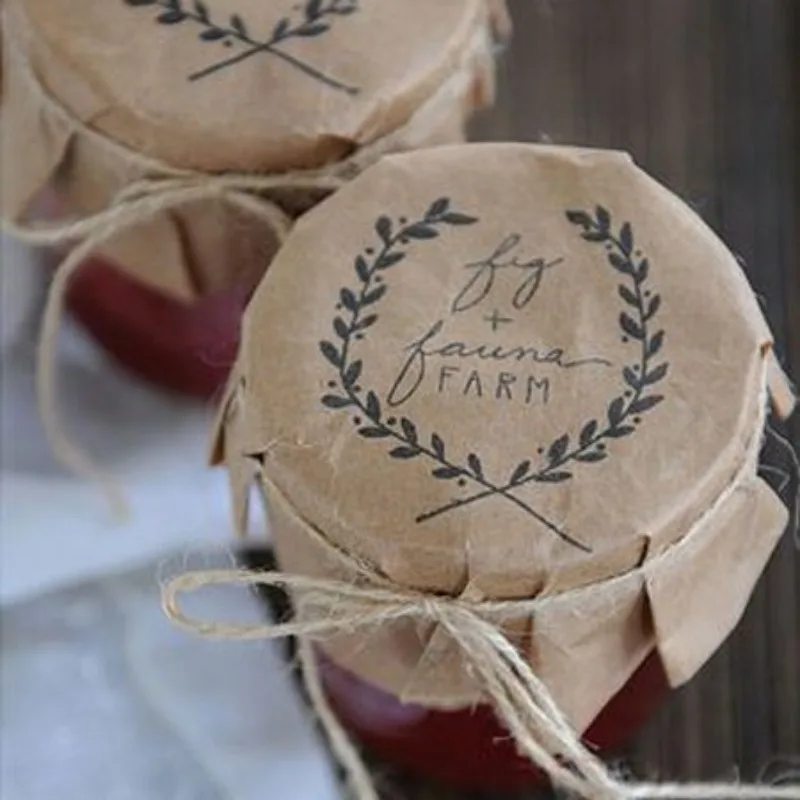 Kraft Paper Stickers, 500pcs,Olive Branch Love Label, Natural Round Tag, DIY Baking Gift Seal, Wedding Party Decoration, Craft