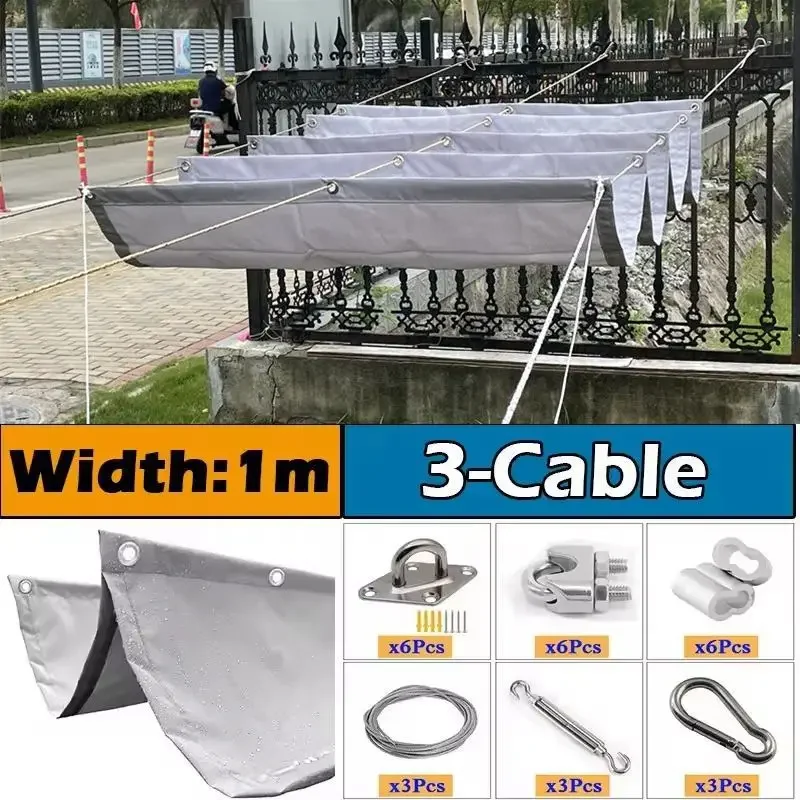100cm Wave Length Waterproof Sunshade Net Home Pergolas Telescopic Awning Pergolas Sunproof Retractable Wave Sliding Canopy