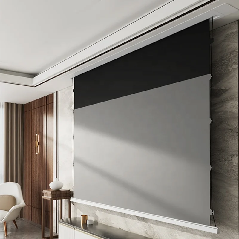 

100" inch 16:9 4K/ 8K Fresnel ALR Projection Screen Motorized Hidden in Ceiling Projector Screen for Long Throw Projector