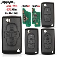 jingyuqin 2/3B For Peugeot 206 307 308 407 Partner for Citroen C4 C5 C3 Berlingo Xsara Flip Remote Key ASK FSK 433MHz CE0523 /36