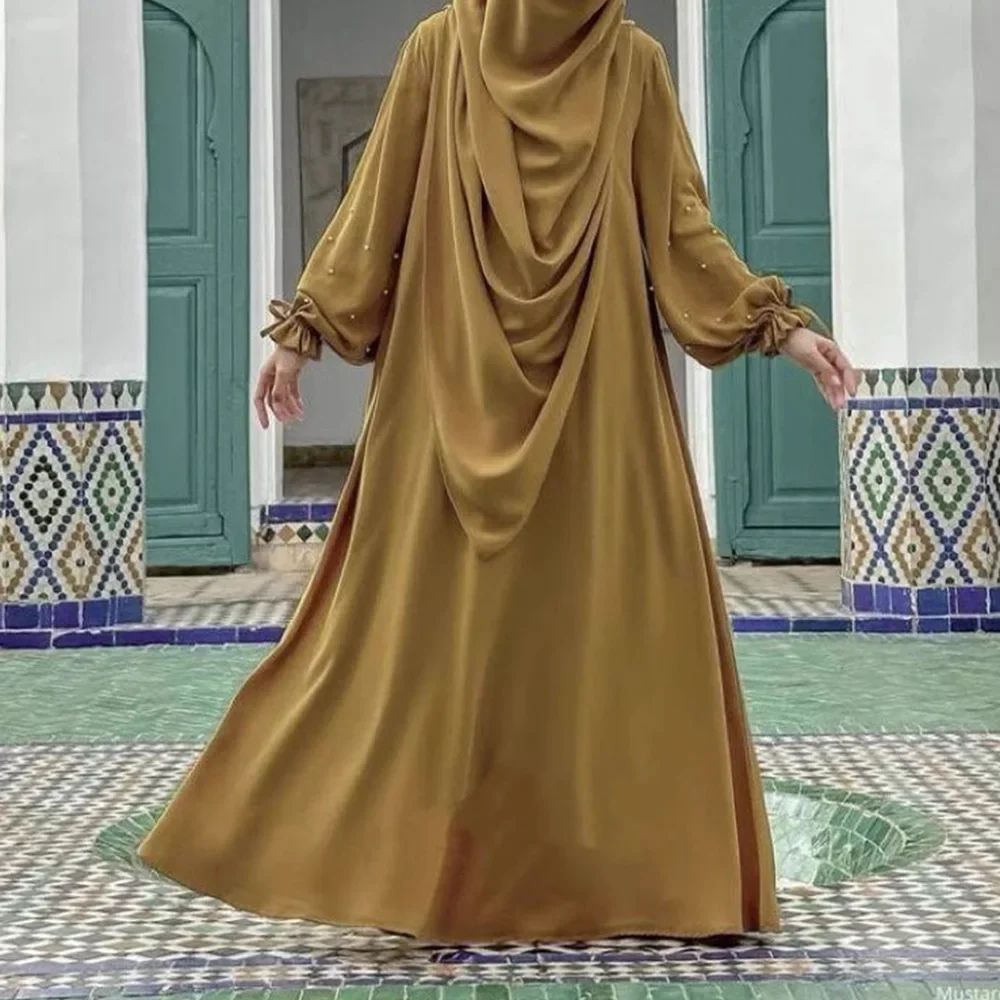 

Мусульманский комплект из двух предметов для Ид: скромное платье-химар, молитвенное платье, абайя, длинный халат в арабском стиле, марокканский кафтан, женская одежда для Рамадана