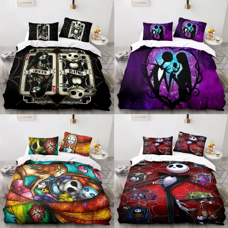 

The Nightmare Before Christmas Bedding Set Anime Figure Jack and Sally 3D Print Twin Full Queen King Size Duvet Cover Pillowcase