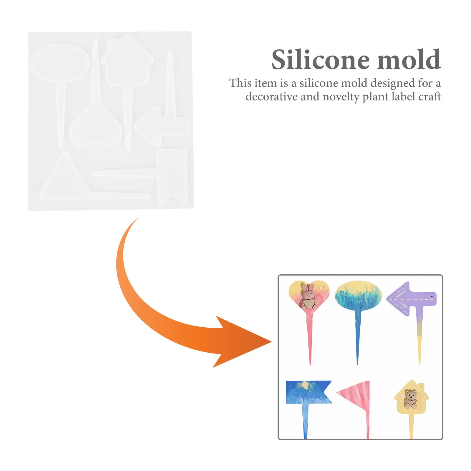 

Green Plant Mold 3D Silicone Diy Epoxy Resin Craft For Plant Label Decor Reusable Non Stick Flexible Molds Jewelry Making Tool