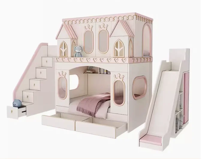 Dream Castle Princess Bed Meisjesslaapkamer Stapelbed Boomgat Massief houten hoog- en laagbed