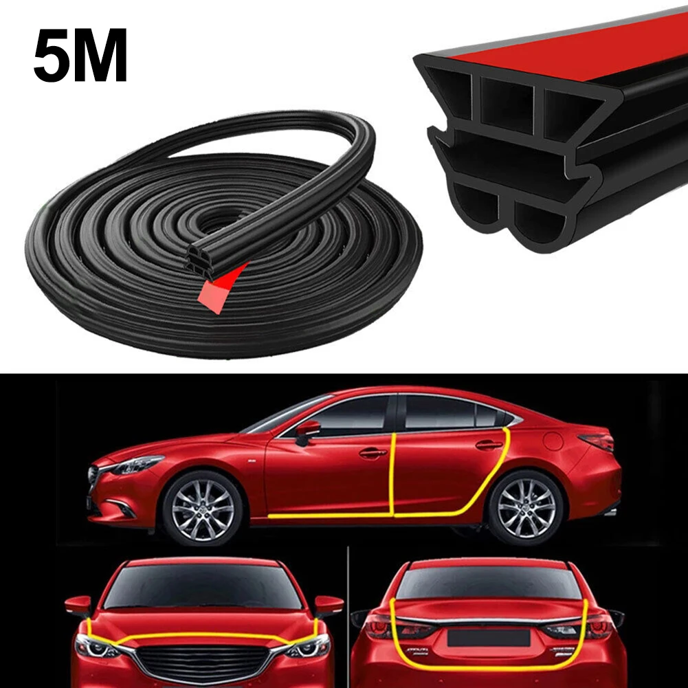 3-Layer Seal Strip Car Door Seal Strips Sound Insulation Weatherstrip Accessories Auto 5M Rubber Strips