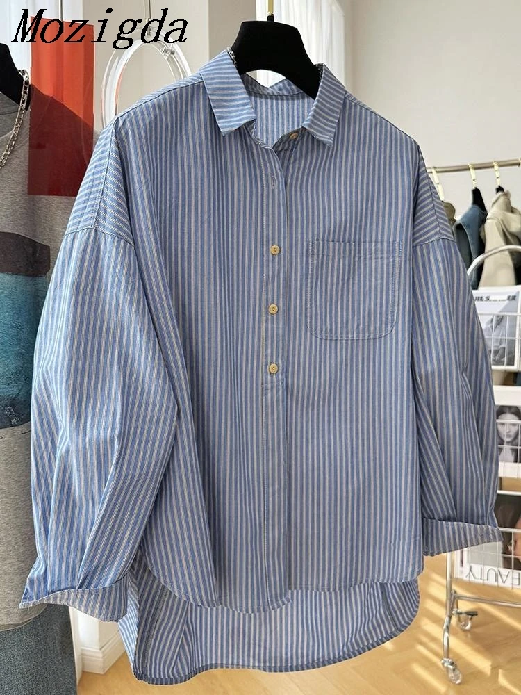 

Хлопковая полосатая рубашка с длинным рукавом, женская корейская свободная осенняя блузка, женские рубашки, блузки, топы, Blusa Feminina