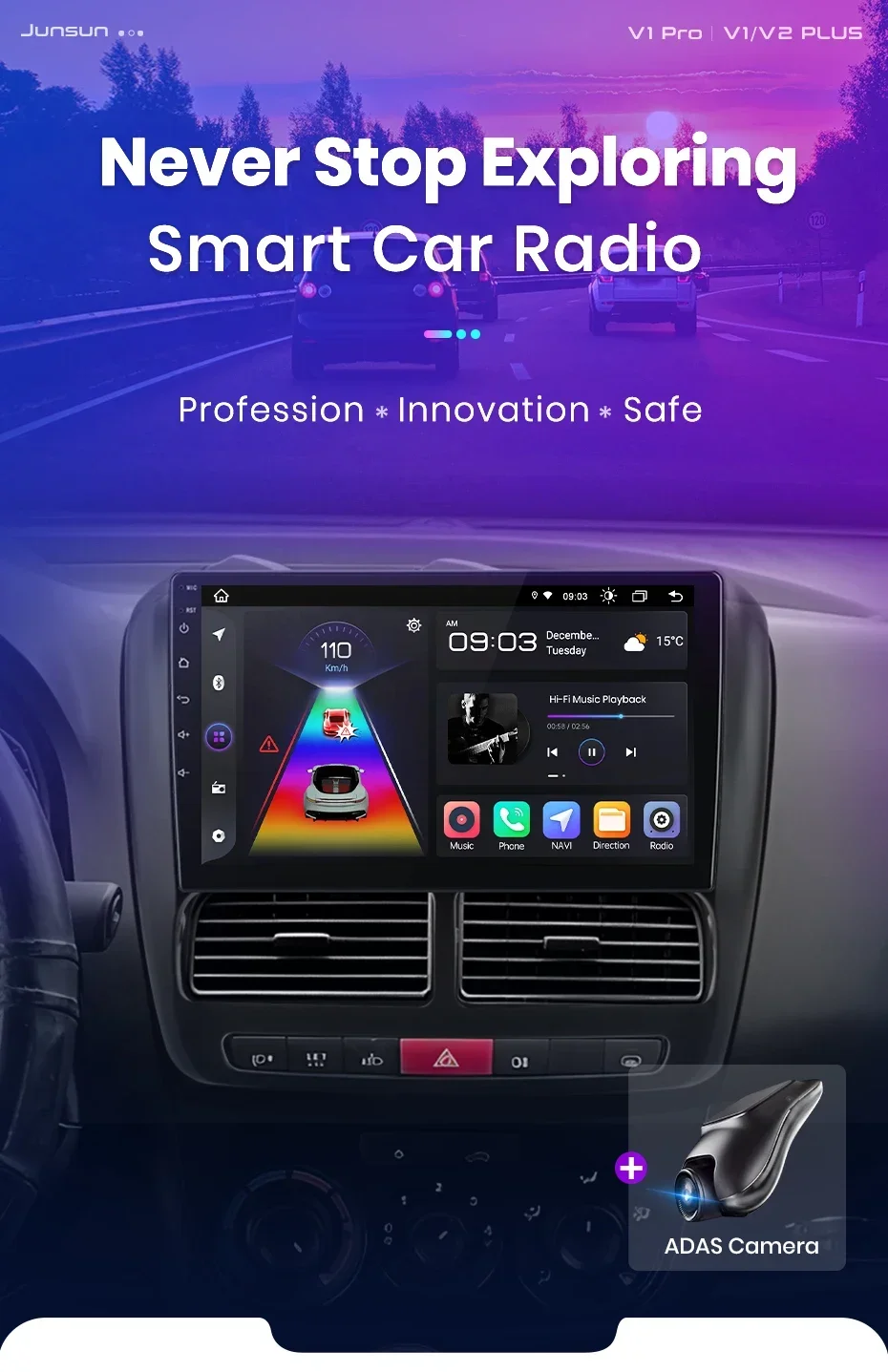 Junsun carplay android auto radio für fiat doblo opel combo tour 2013-2018 auto intelligente systeme rds bt dsp 2 din autoradio – Detail 1