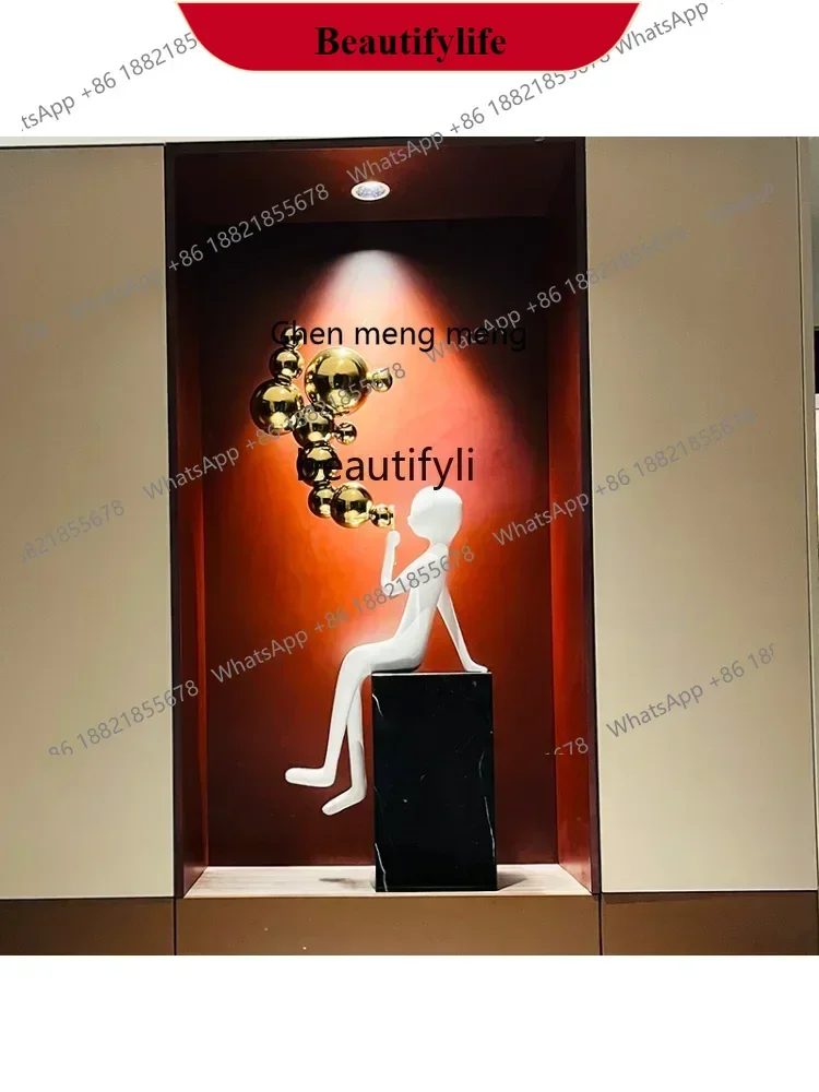 G153  S Modern Minimalist Bubble Blowing Figure Decoration Large Floor Abstract Sculpture Home Hallway Decoration