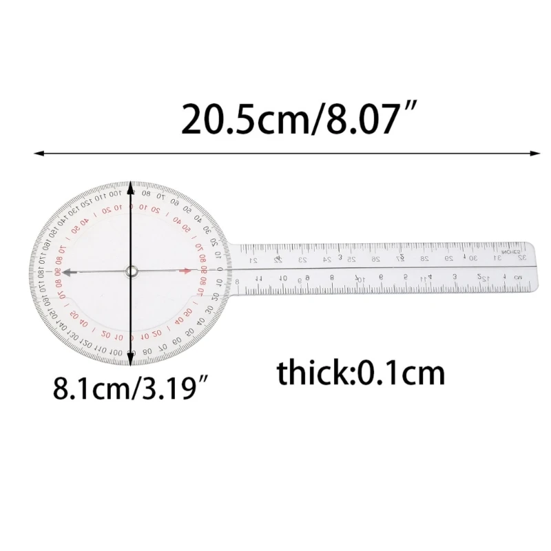 Goniometer Transparent Orthopedic Ruler Plastic Goniometer 360 Degree for Body Measuring Tape Goniometer Dropship