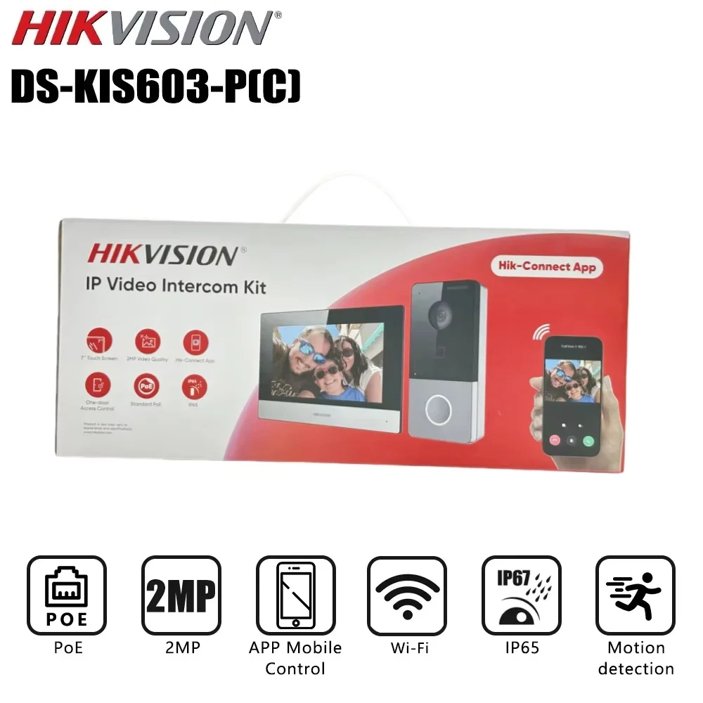 Kit de videoportero Hikvision DS-KIS603-P(C) Micrófono incorporado Multilingüe 802.3af POE