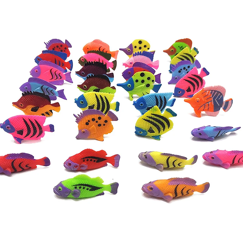 12PCS Tropical Fish Aquarium Accessories Moving Artificial Fishes Plastic Floating Small Fish Aquarium Simulated Vivid Landscape