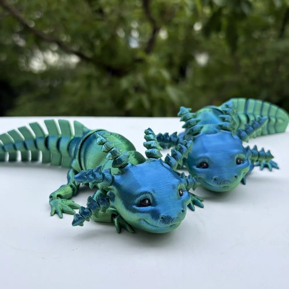 New 3D Printed Salamandrid Multi-jointed Movable Fine-tailed Axolotl Action Figure Creative Axolotl Desktop Decoration