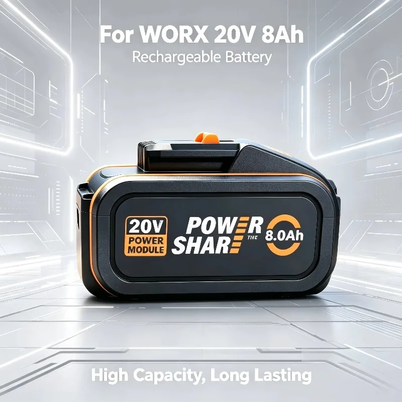 WORX 20V 8Ah Replacement Lithium Battery Fit WA3551 WA3553 Heavy Duty Stable Battery Pack