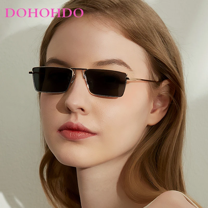 

DOHOHDO New Vintage Small Sunglasses Women Luxury Brand Metal Frame Sun Glasses Rectangle Driving Eyeglasses Fishing Eyewear Men