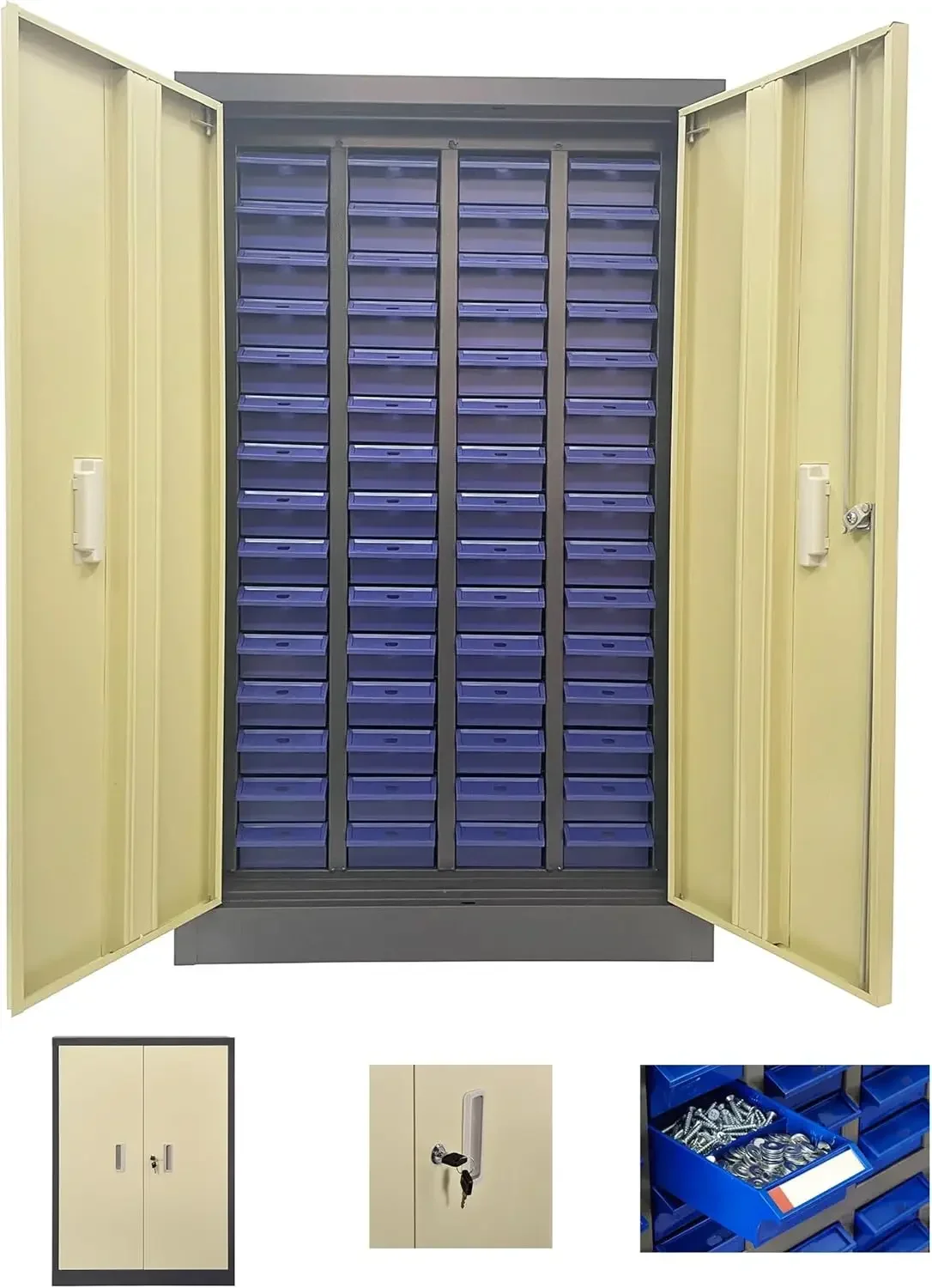 Parts Cabinet Tools Storage Cabinet 60 Drawer Plastic Parts Organizer Plastic Storage Drawers 2 Dividers 5 Baffle