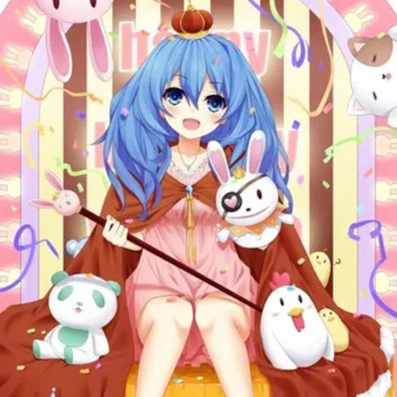 Himekawa Yoshino Role Long Curly Hair Ball Evening Dress Match Colorful Straight Bangs Long Hair Anime DATE A LIVE Cos Wig