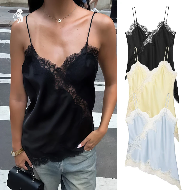 Lace Camisole Top For Women 2025 Trafizaran Summer Backless Lace Asymmetrical Hem Party Night Show Womens Lingerie Style Top