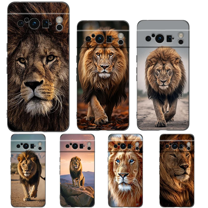Para google pixel 10 pro caso de telefone pixel 9 pro xl tpu caso pixel 8 pro 9a 8a 7a 7 6a 6 pro capa macia leão rei animal