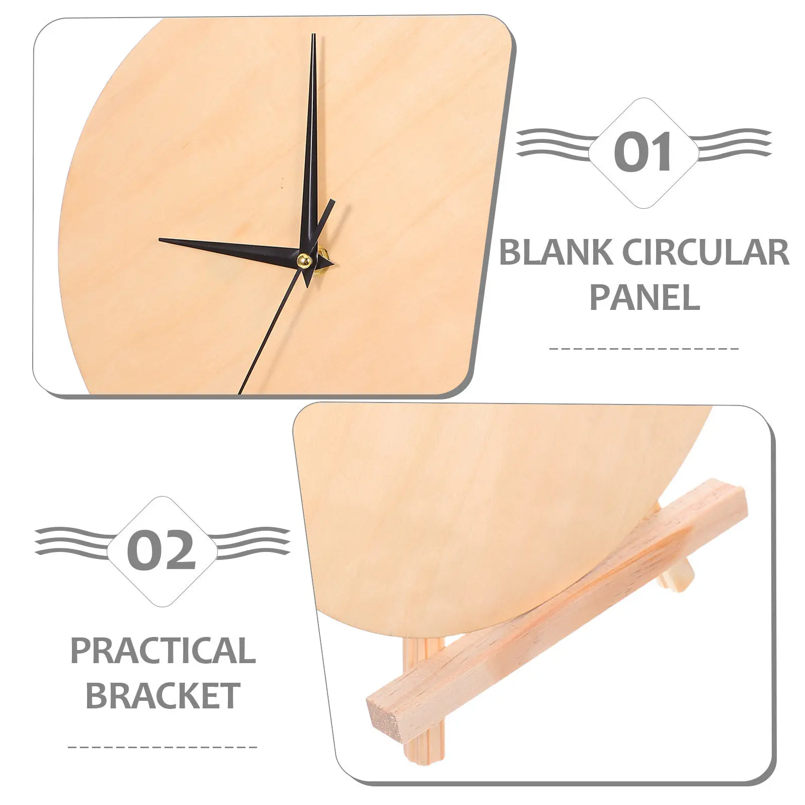 25Cm Blank Wood Clock Dial Round DIY Clock Face for Wall Decor Painting Crafting Home Office Bedroom Living Room Creative