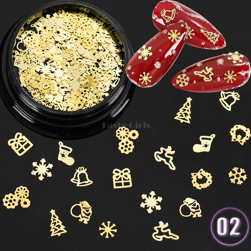 ハロウィーンのクリスマスの要素,200個,光沢のある金属製のマニキュアチャーム,バタフライドア,カボチャ,スノーフレーク