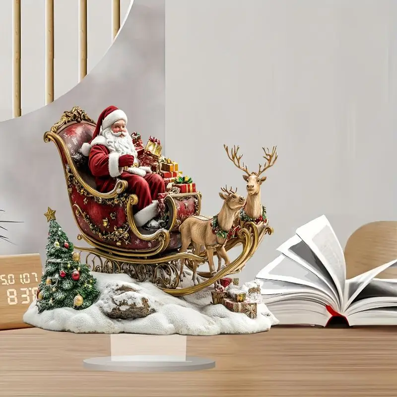 Christmas Hanging Ornament Wooden 2D Acrylic Castle Snow House For Xmas New Year Naviac Gift Decor Supplies