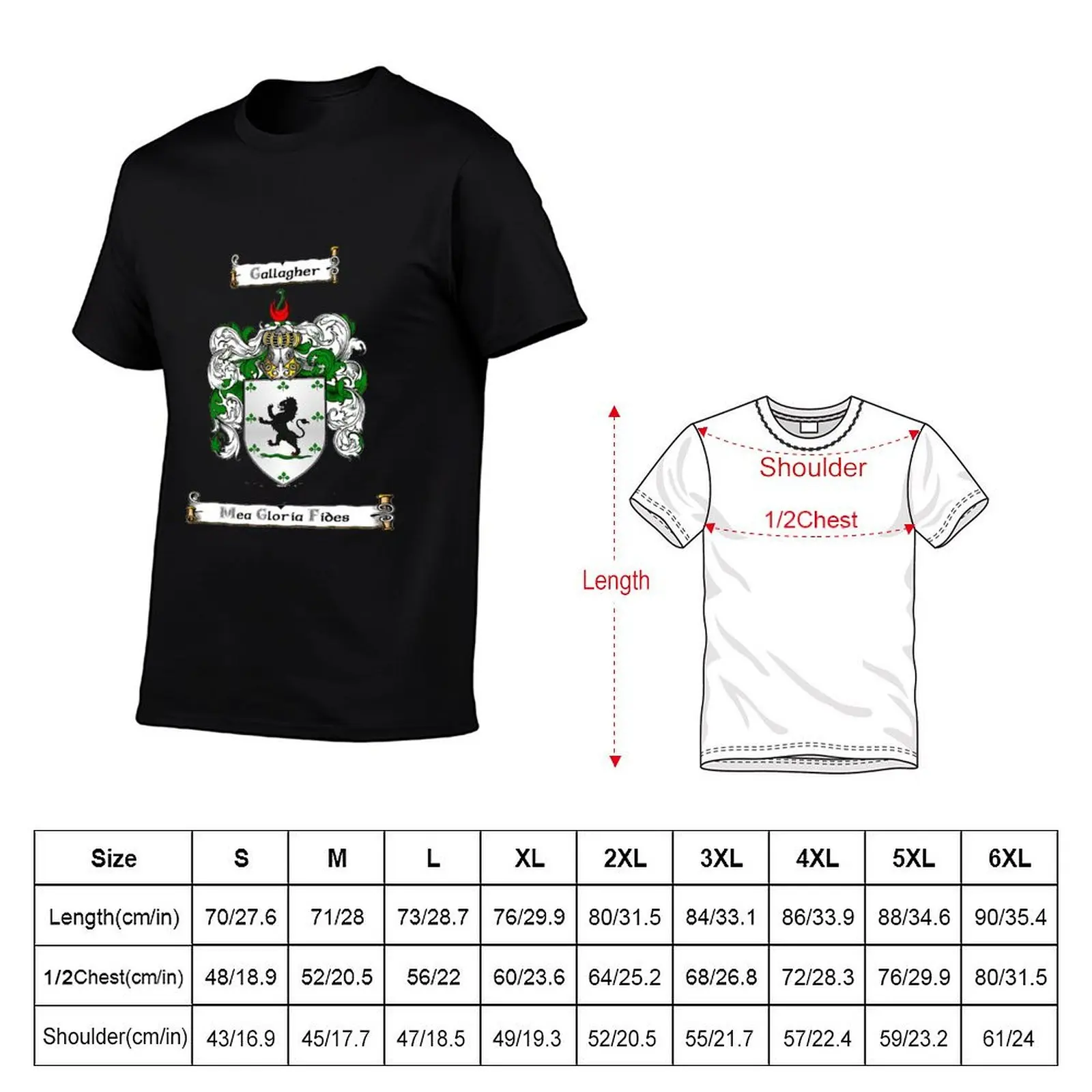 Gallagher Family Crest and Motto T-Shirt Big and Tall Basic Tee Shirt