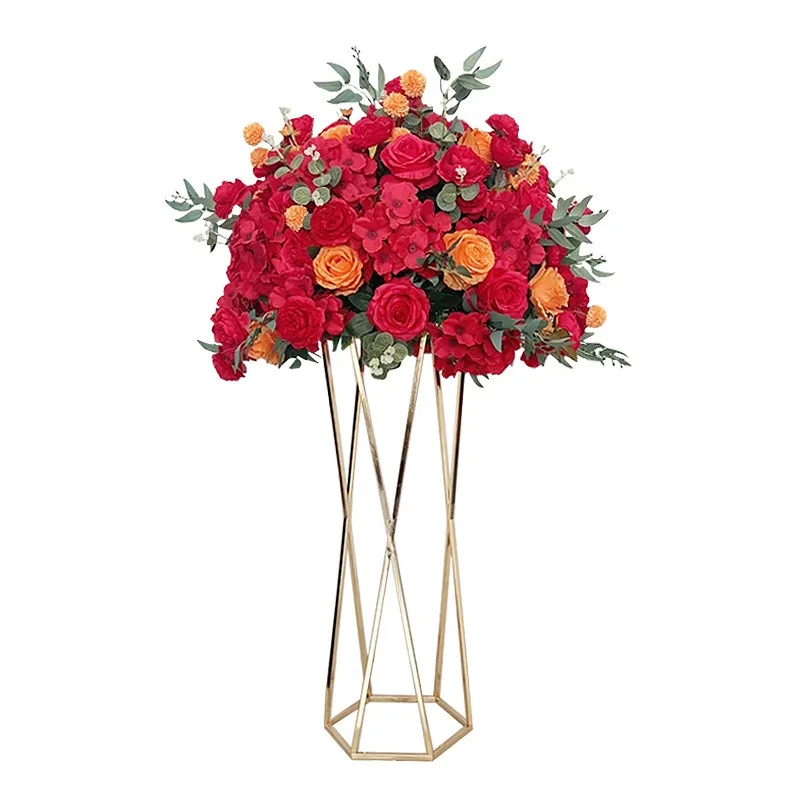 

31 Inch Flower Vase Gold Column Stand Metal Road Lead Wedding Table Centerpiece Rack For Event Party Decoration 10 PCS/ LOT