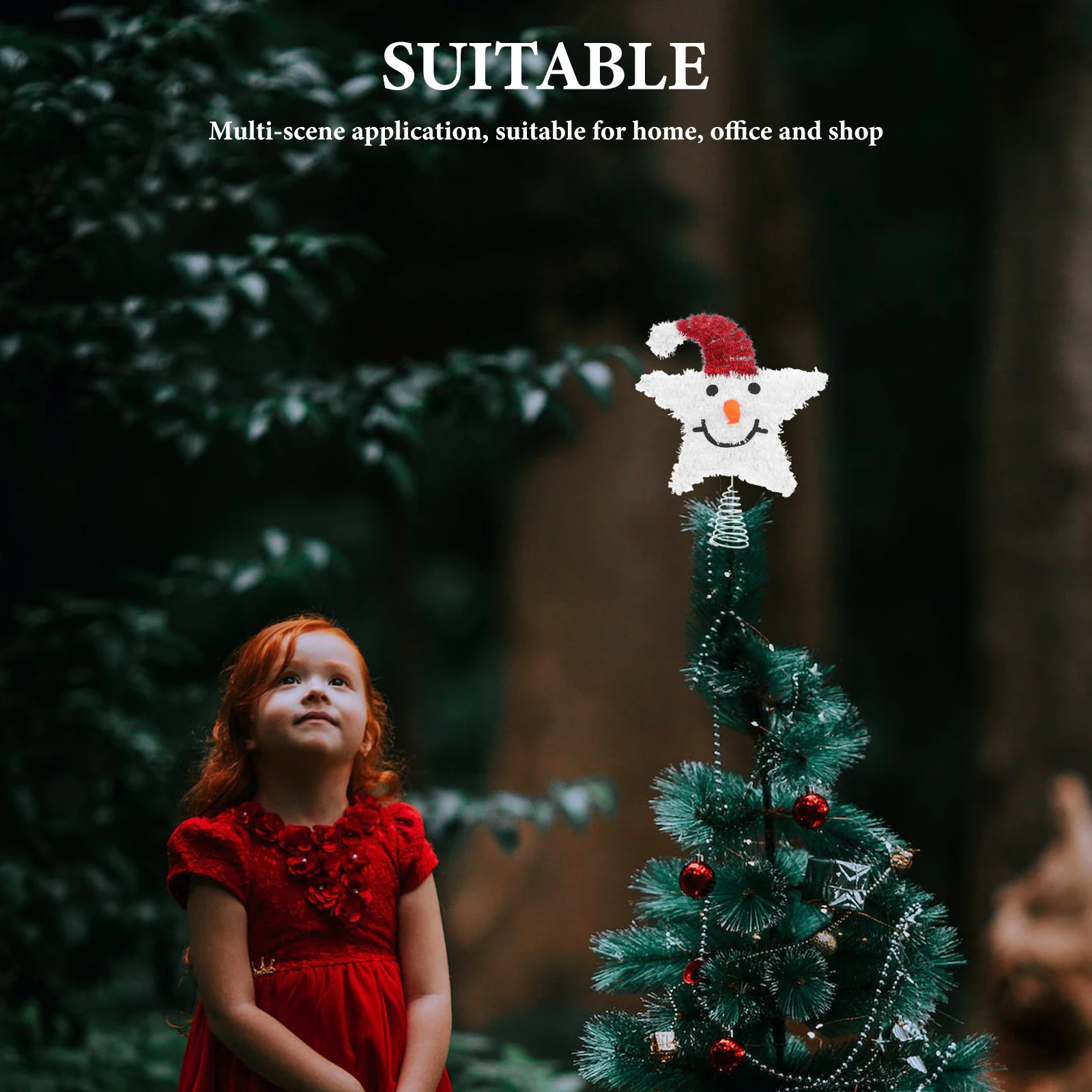 

Snowman Star Tree Topper Elegant Decorative Xmas Tree Decoration Holiday Party Winter Ornament Festive Home Decor