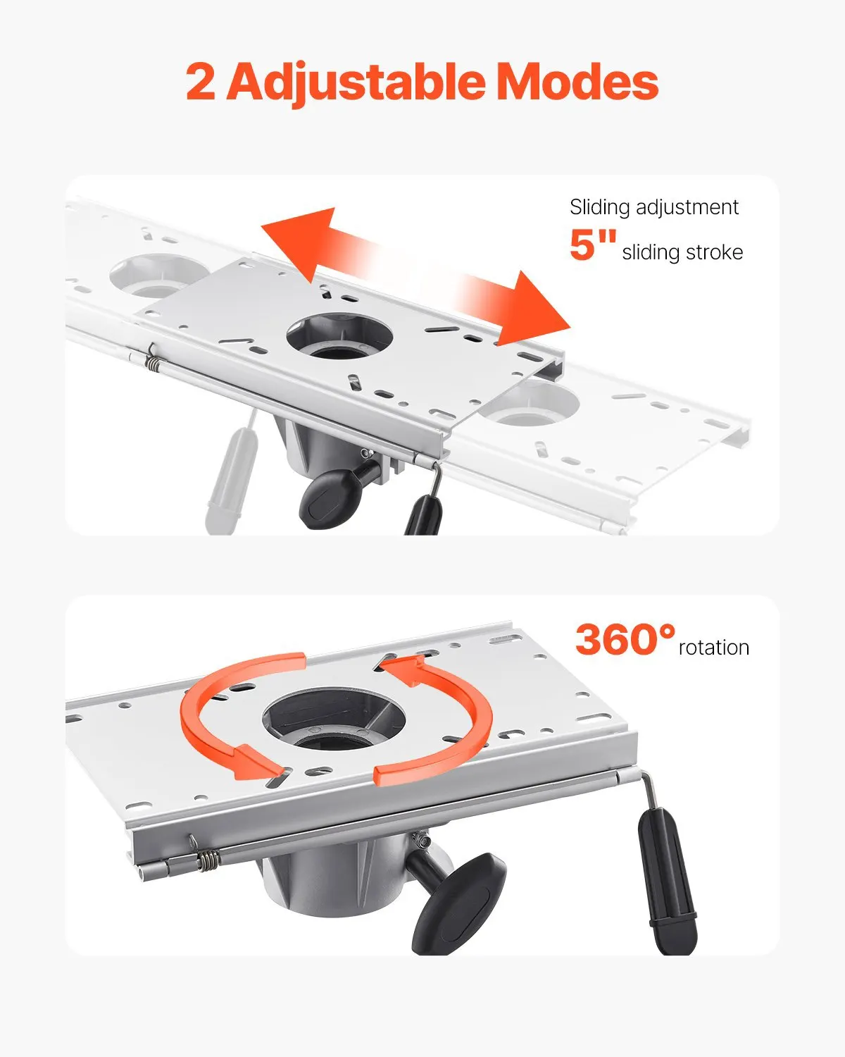 

Boat Seat Pedestal, Forward & Backward Sliding Adjustment, Aluminum Alloy Boat Chair Base with Slide, 5-inch Sliding Travel,