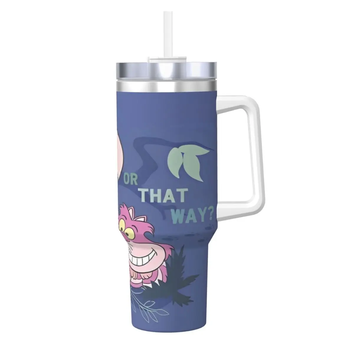 Alicia en el país de las Maravillas vaso de acero inoxidable, taza de café para acampar con pajitas y tapa, tazas grandes para coche, botella de agua para bebidas frías