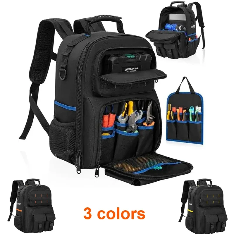Tool Backpack Heavy Duty Tool Bag of Padded Shoulder and Removable Tool Organizer Water-Resistant Work Backpack for Electricians