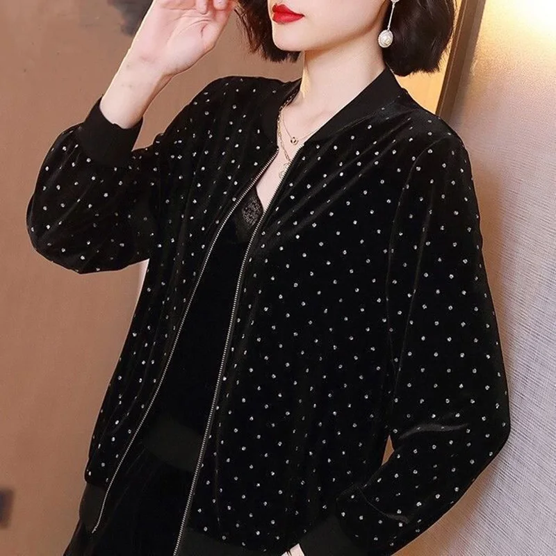 Fashion Loose Spliced Zipper Printed Korean Coats Women Clothing 2023 Autumn New Oversized Casual Tops All-match Commute Jackets