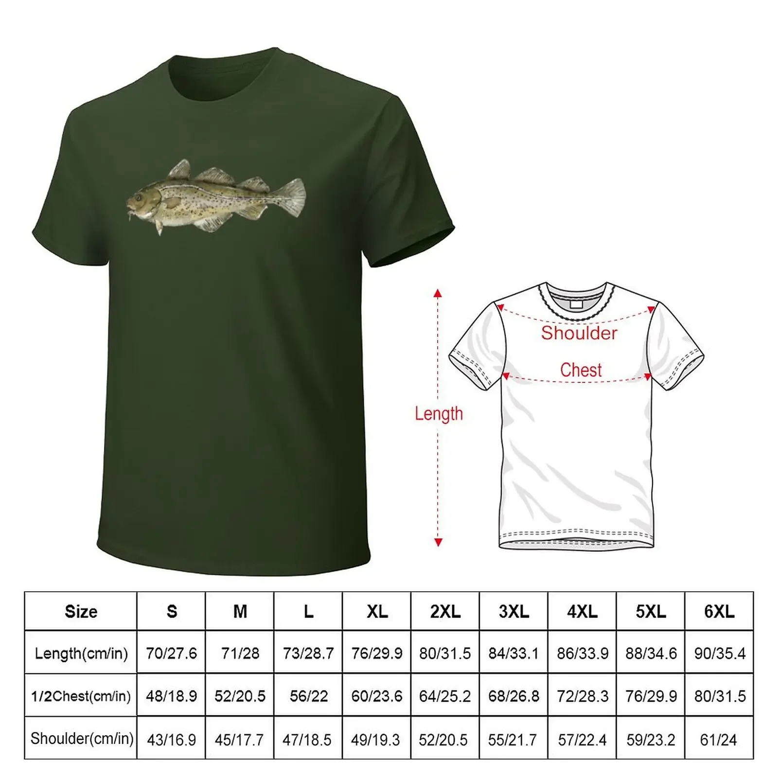 Atlantic Cod Fish Watercolor T-shirt summer tops boys whites men clothes