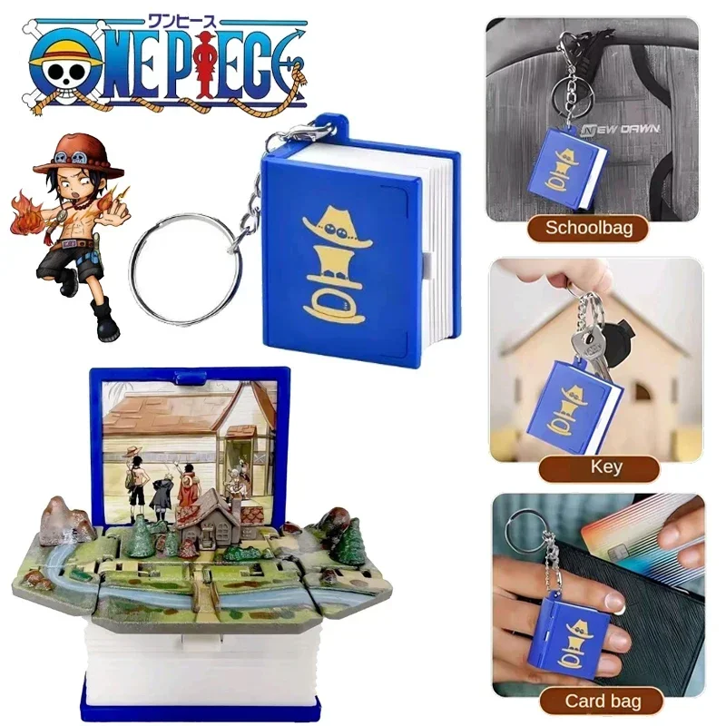 Anime One Piece Keychain 3d Backpack Pendant Cartoon House of Mountain Thieves Foldable Car Key Ring Wallet Accessories Gifts