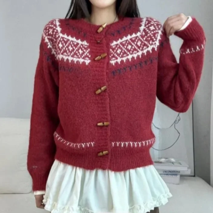 

Шикарный винтажный свитер на осень-зиму, мягкий, свободного кроя, на пуговицах, повседневный кардиган из полиэфирного волокна, длинный рукав, для женщин