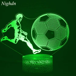 Nighdn Football Gifts for Kids Boys 3D Illusion Lamp Soccer Player Night Light 7 Color Changing Desk Lamp Bedroom Decoration