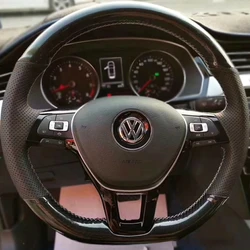 Custom Steering Wheel Braid Cover Genuine Leather 100% Fit For Volkswagen VW Golf 7 Mk7 New Polo Jetta Passat B8 Tiguan Sharan
