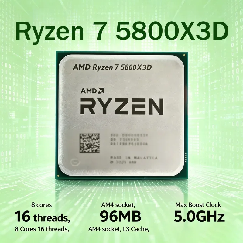 

AMD Ryzen 7 5800X3D 8 Core 16 Thread Gaming Desktop Processor Up to 4.5GHz 96MB 3D V Cache AM4 Socket DDR4 PCIe 4.0 105W