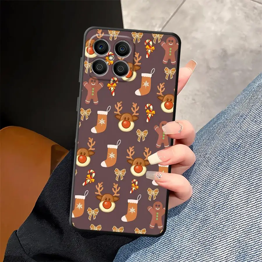 حافظة لهاتف Honor 90 Lite X7 X9 X8 8X 70 X9a X7a X9c غطاء خلفي ناعم لعيد الميلاد الساخن