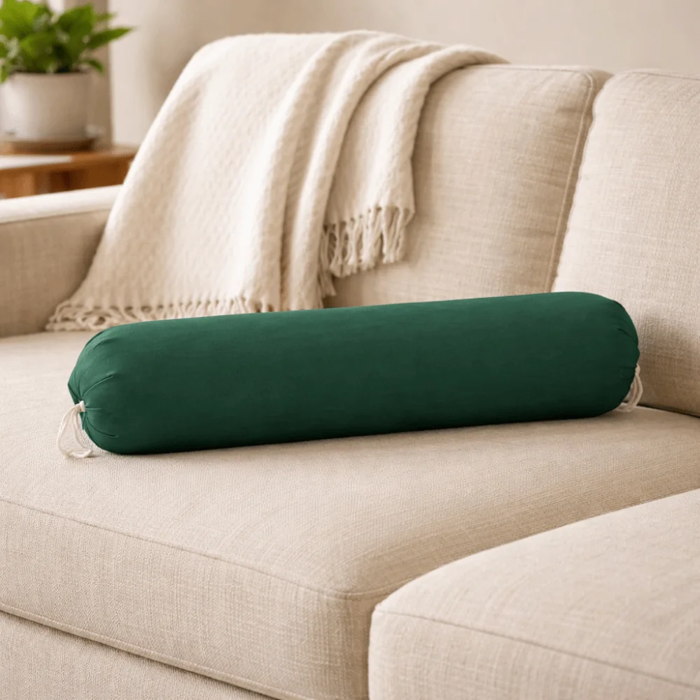 Solid Color Cylindrical Pillowcase 106x35cm Durable Bolster Pillowslip Removable Washable Headrest Pillow Cover