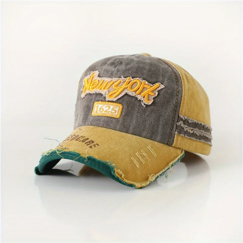 Vintage Distressed Dad Cap Spring Autumn Unisex Casual Washed Denim Street Fashion Hip-hop Cap Letter Embroidery Baseball Cap image 3