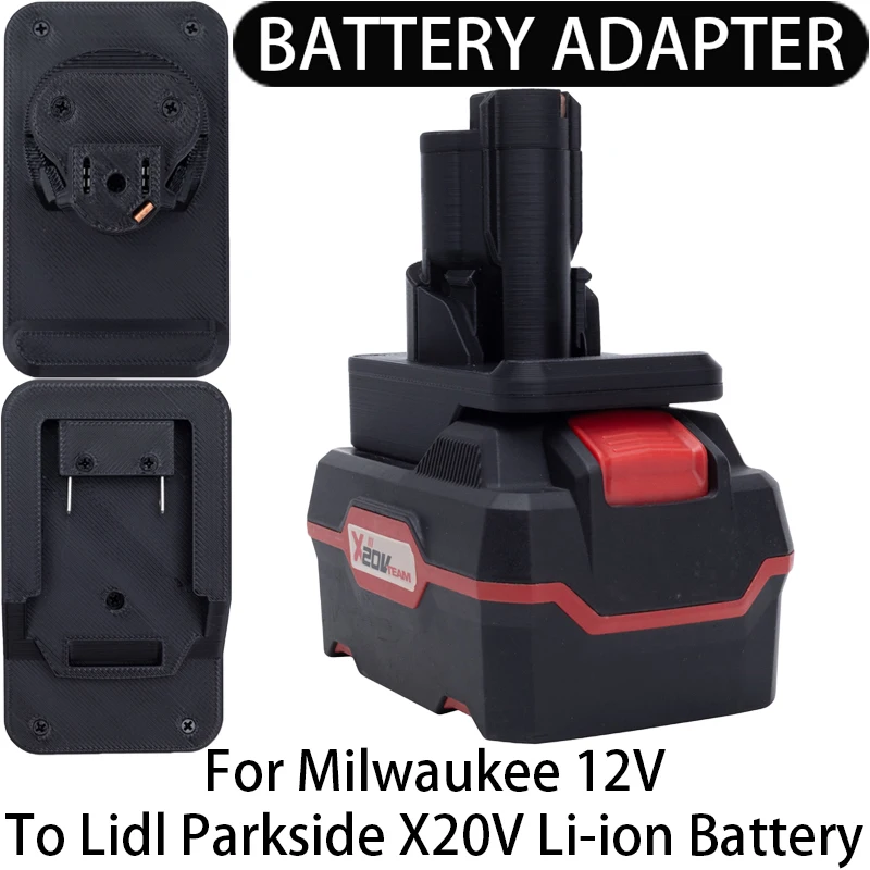 

Адаптер/преобразователь для литий-ионных инструментов Milwaukee 12 В в адаптер/преобразователь литий-ионного аккумулятора Lidl Parkside X20V, аксессуар для электроинструмента