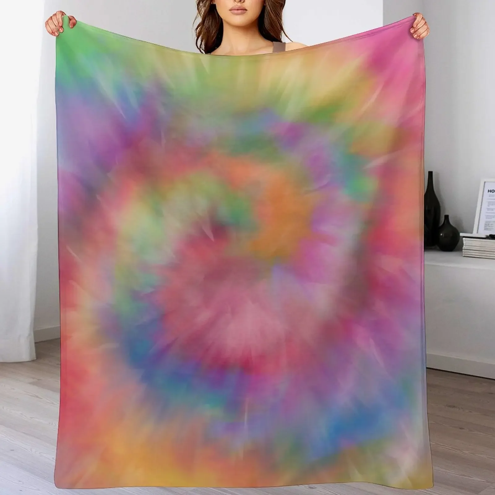 

Rainbow Tie Dye Swirl Throw Blanket Picnic blankets and throws Loose Beach Blankets