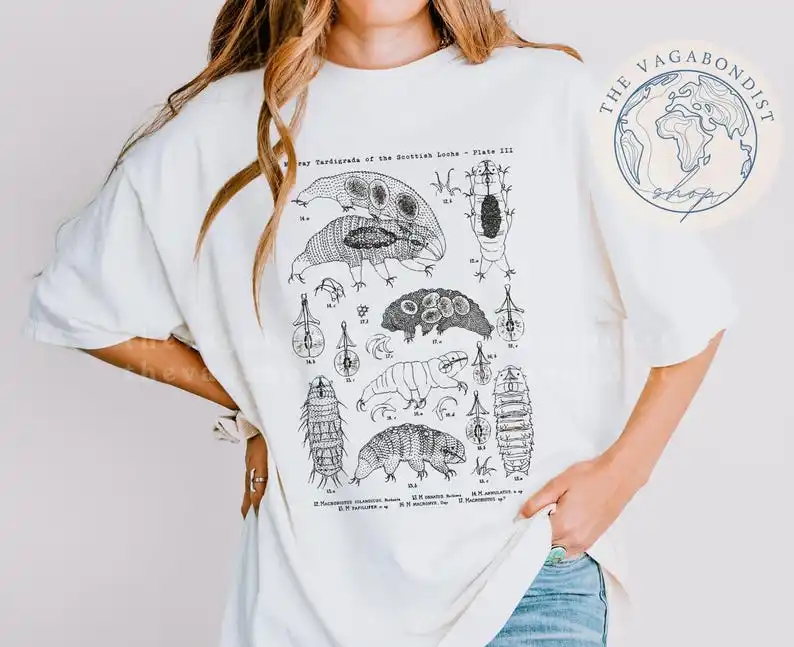 Tardigrade Anatomical Illustration Cotton T-Shirt | Vintage Water Bear Graphic Tee T-shirt Tee