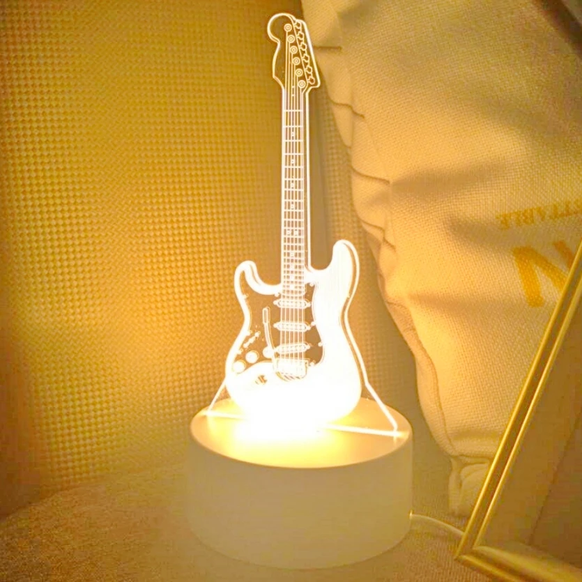 جيتار كهربائي مضيء، ضوء ليلي إبداعي، ديكور منزلي، ضوء غرفة المعيشة وغرفة النوم، هدية عيد الميلاد، ضوء ليلي للموسيقى #4