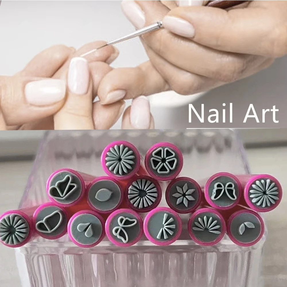 3/4/5/6/10Pcs Professional Chic Nail Art Stamp Pink Pen Set 9D Daisy/Star/Butterfly/Heart NailTemplate DIY Nail Painting Tool 2X