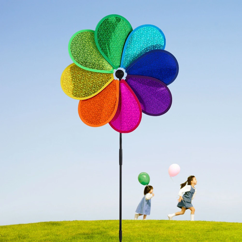 Flower Wind Spinner for Colorful Rainbow Garden Windmill for Garden Yard Party Outdoor Decor