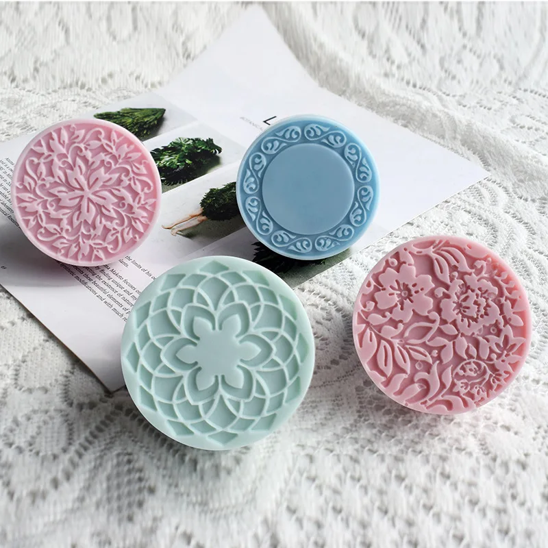 4 Round Flower Pattern Silicone Soap Mold DIY Handmade Soap Making Mould Fondant Chocolate Mousse Dessert Baking Cake Tools