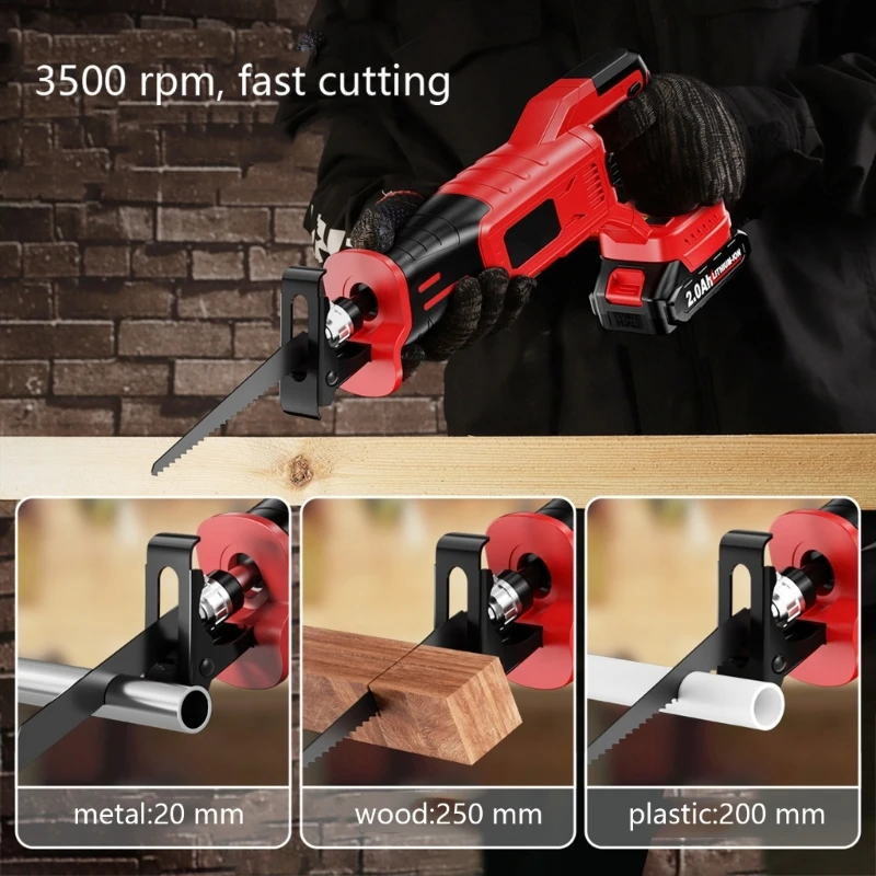 Máy cưa chuyển động qua lại không dây Động cơ không chổi than hiệu suất cao Pin sạc nhanh hoạt động cho kim loại Gỗ nhựa M4YD